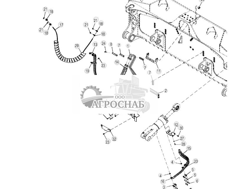 Трубопровод, от цилиндра перекоса к полуподковообразному отвалу - ST806603 304.jpg